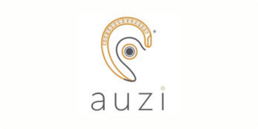 Auzi logo with ear silhouette in gold and black